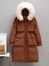 Fitaylor Winter Women Long Jacket Large Natural Fur