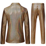 Mens Stage Prom Suits Shiny Rainbow Plaid Sequin