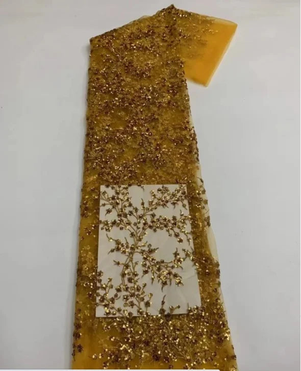 Green French Sequins Net Lace Fabric 2023 High