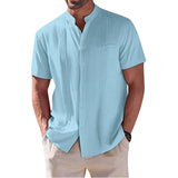 Summer Shirt Men's Short Sleeve Cotton Linen Tshirt