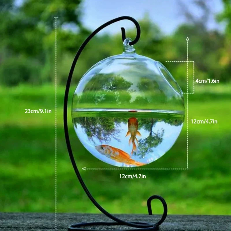Fish Bowl,Transparent Spherical Glass Handmade Fish Round Shape