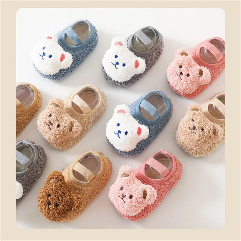 Cartoon Bear Baby Shoes Winter Thick Warm Newborn