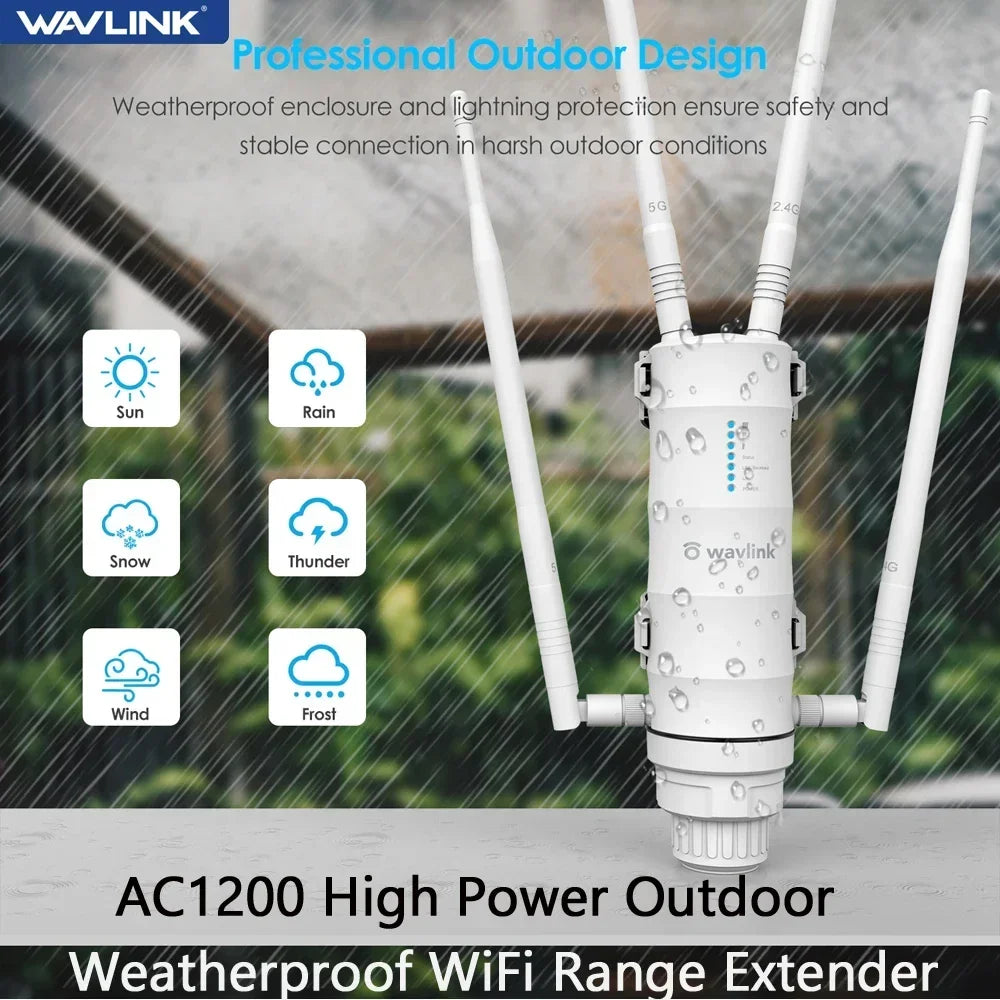 Wavlink AC1200/600/300 Outdoor Waterproof Wireless WiFi Repeater AP/WiFi