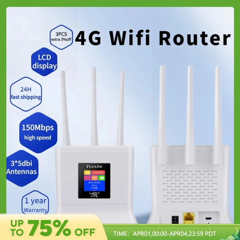 TIANJIE 150Mbps 4G WIFI Router CPE SIM Card