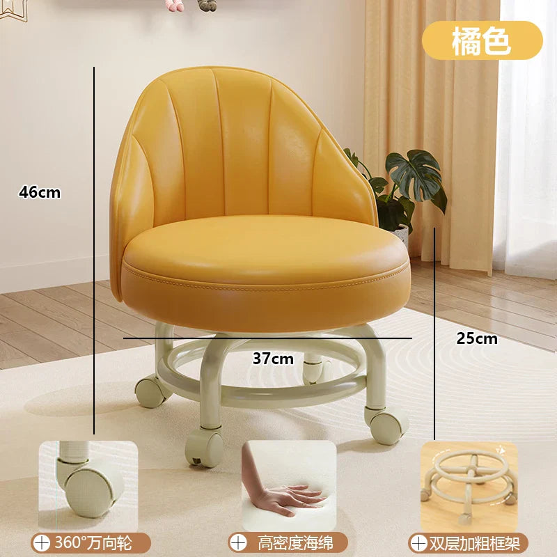 Household stool with wheel pulley low stool door