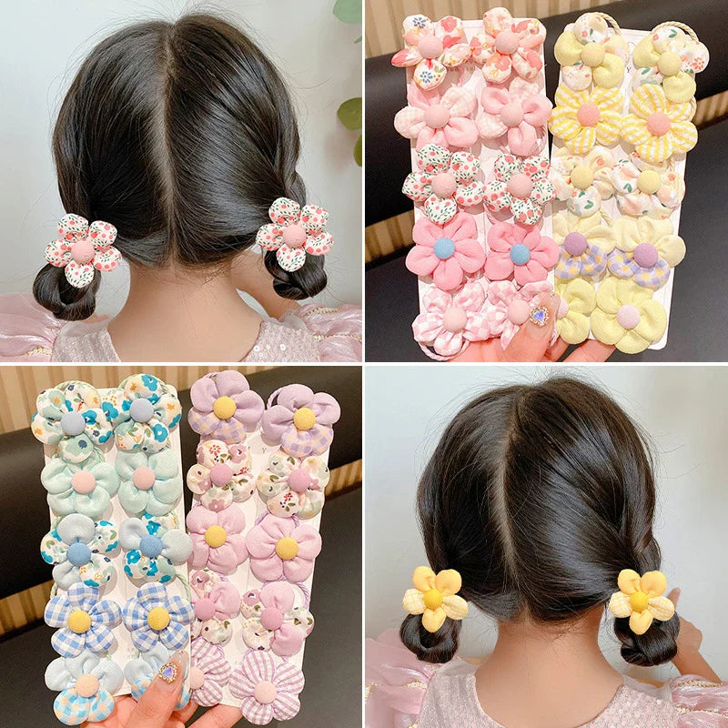 10Pcs Baby Cute Flower Hair Ring Rope Elastic