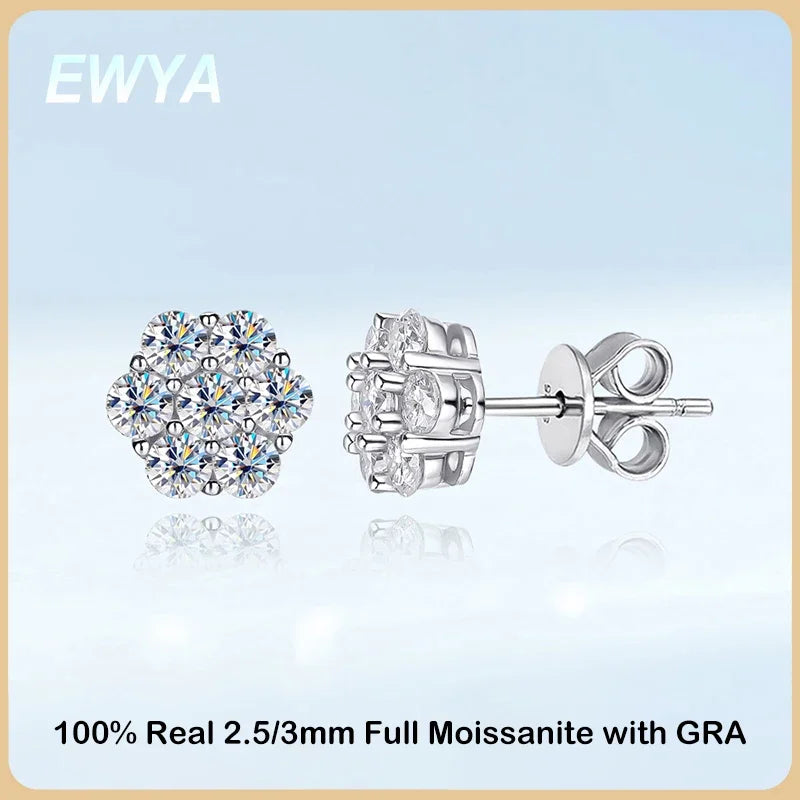 EWYA 925 Sterling Silver Moissanite Stud Earrings 1.4ct