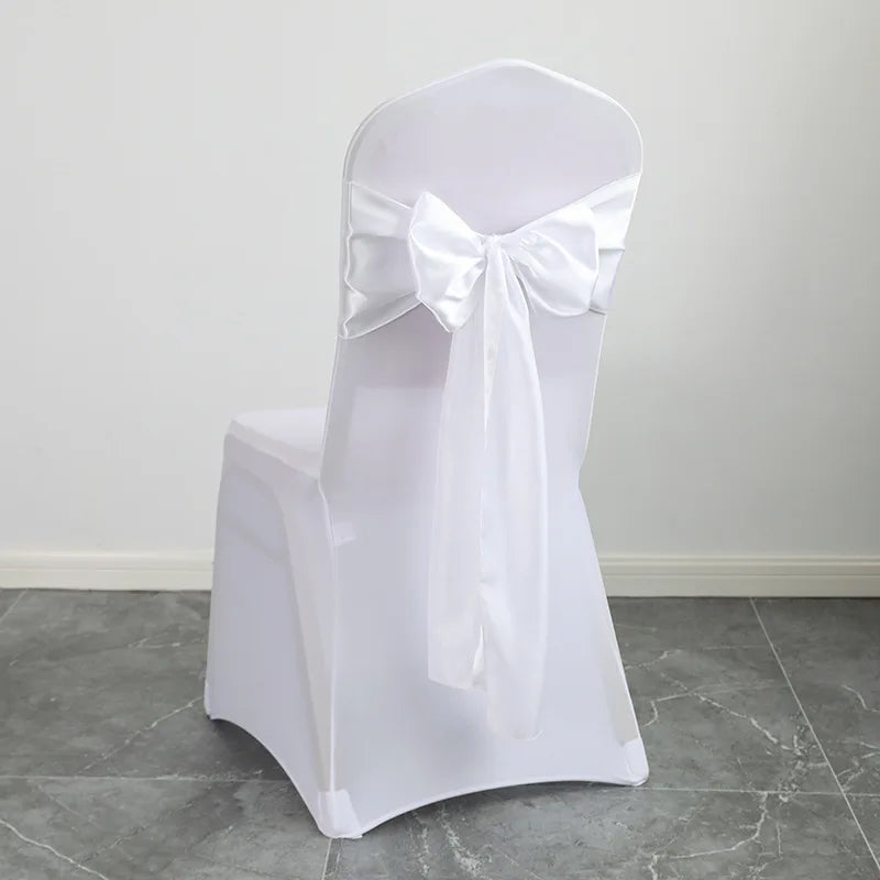 10PCS 17x275cm Sage Green Satin Chair Sashes Bows