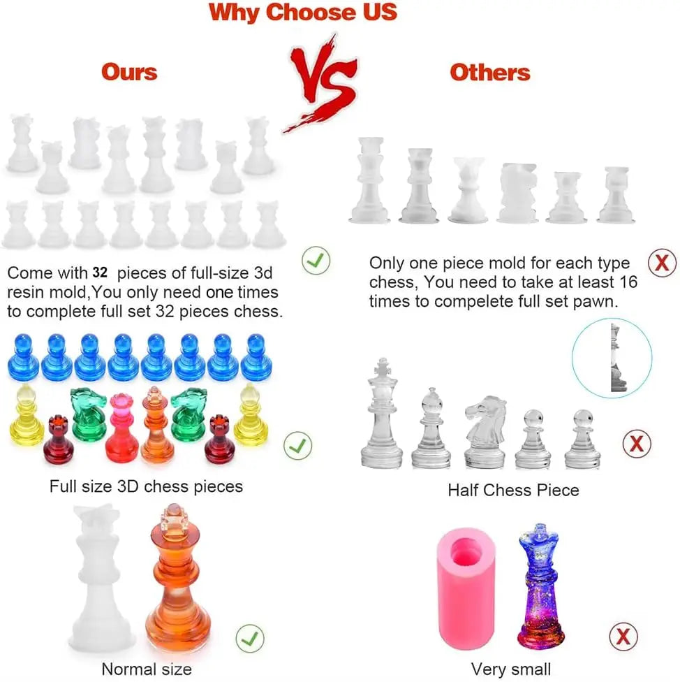 Resin Chess Set Mold with Chess Board Silicone