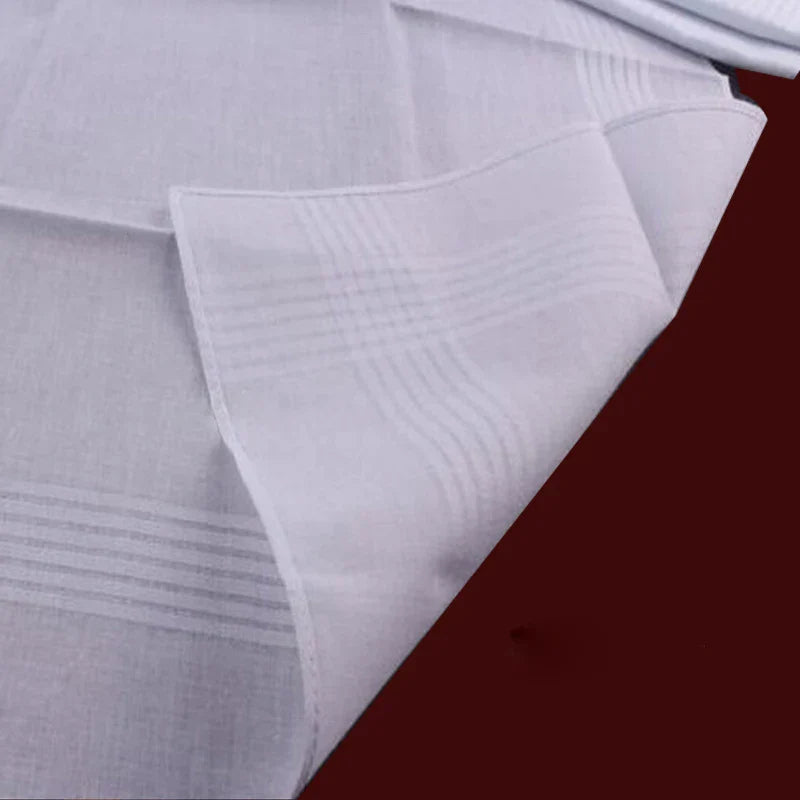 12pcs Handkerchief Men Children Cotton White Patchwork Striped