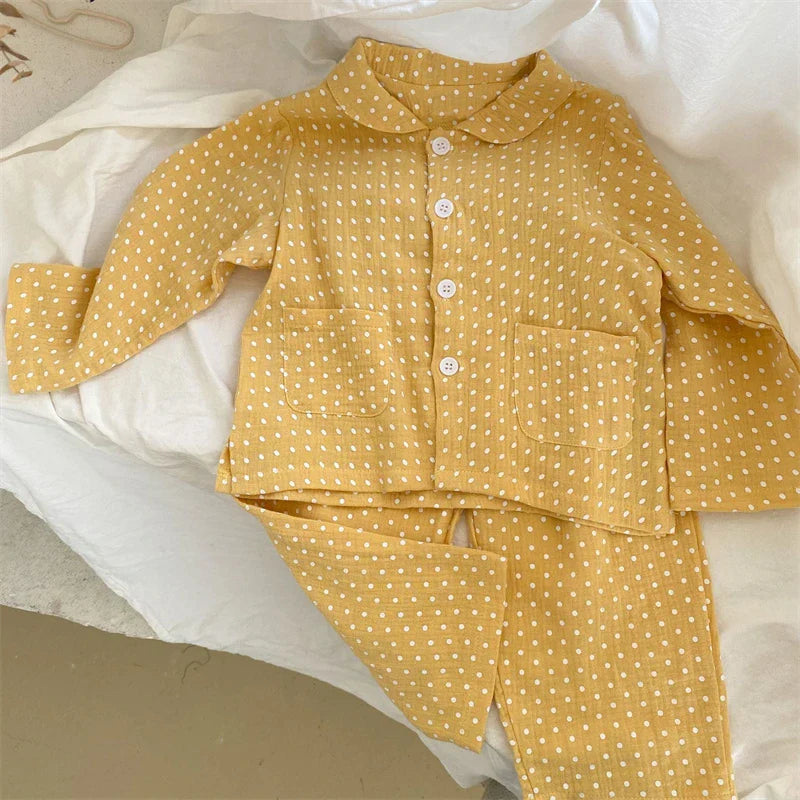 Kids Clothes Girls Loungewear Spring Cotton Yarn Polka