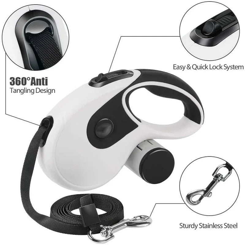 5M/8M Retractable Dog Leash Roulette Leashes with Poop