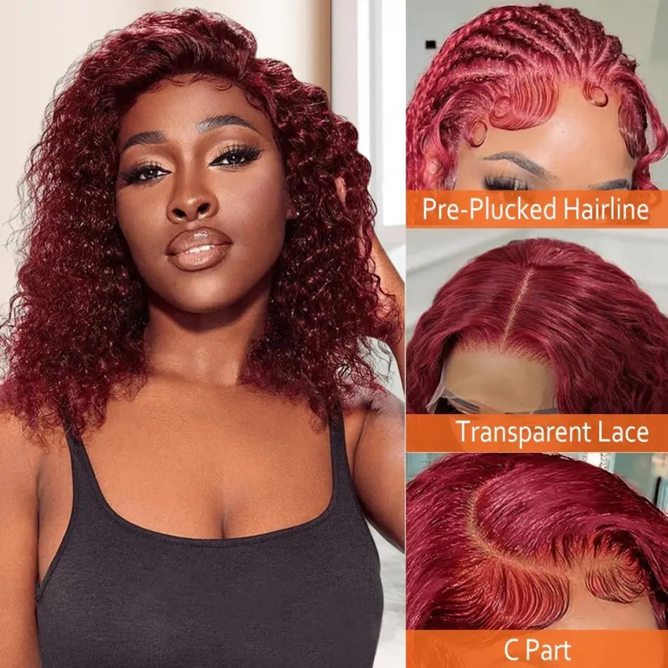 Deep Curly 99J Bob Wigs Human Hair Water