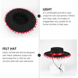 Breathable Hat Red Hair Ball Ribbon Felt Fun