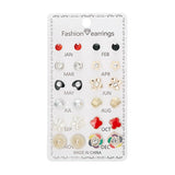 Faux Pearl Stud Earrings Set 15 Pairs Women's