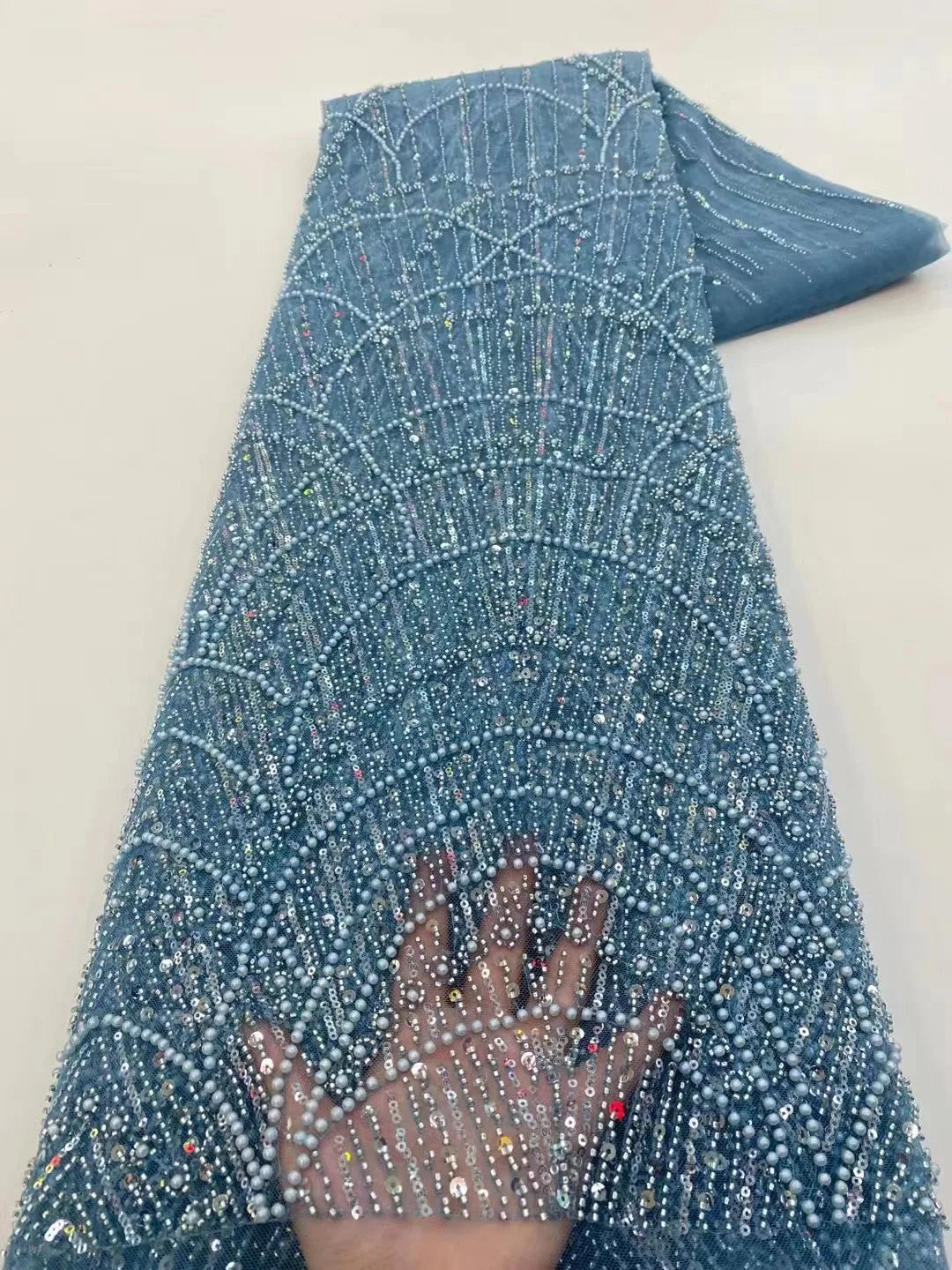 High Quality Beaded Lace Fabrics for Wedding Fabric