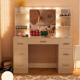 Quimoo Large Vanity Desk with LED Lighted Mirror