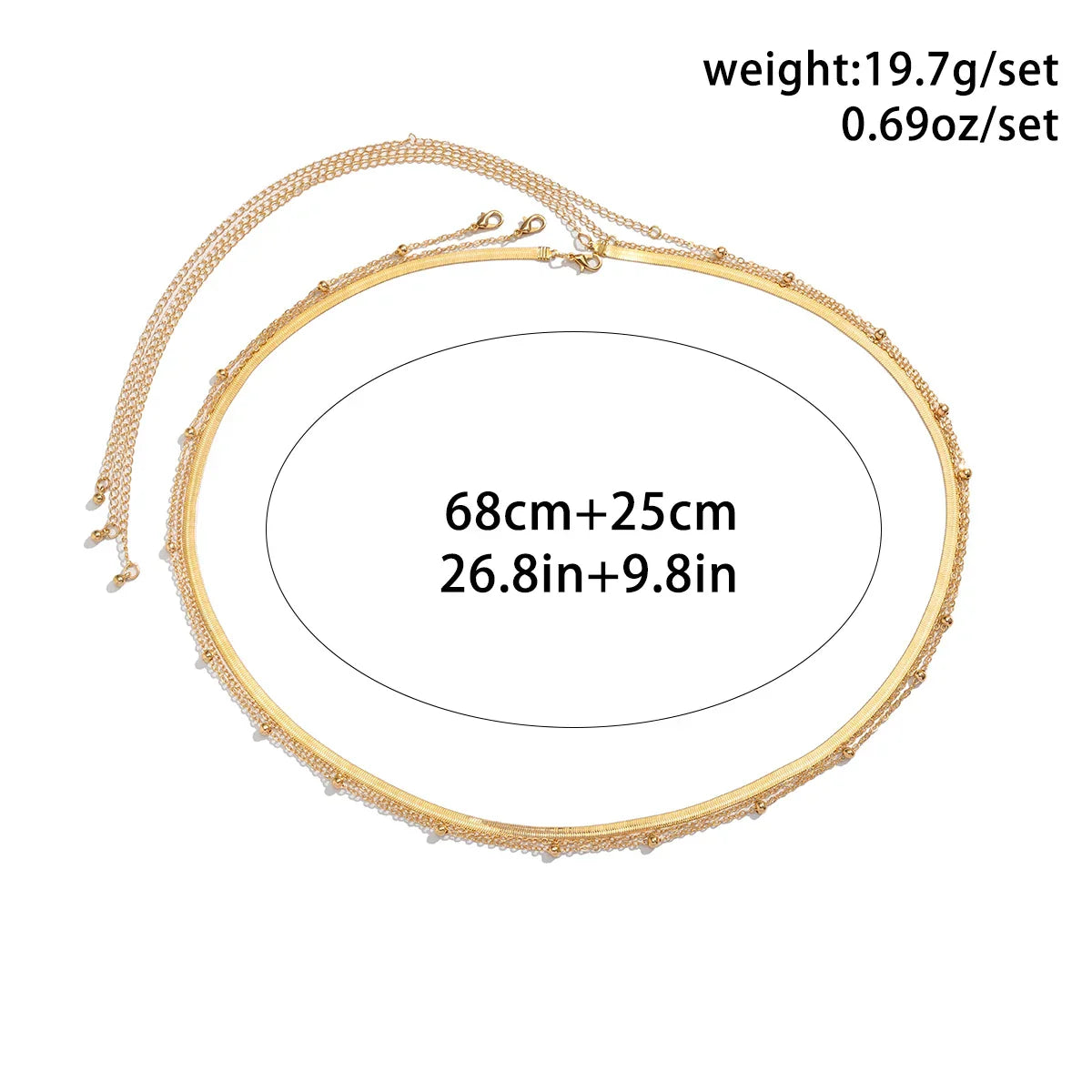 Salircon Minimalist multi-layer metal flat snake chain belly
