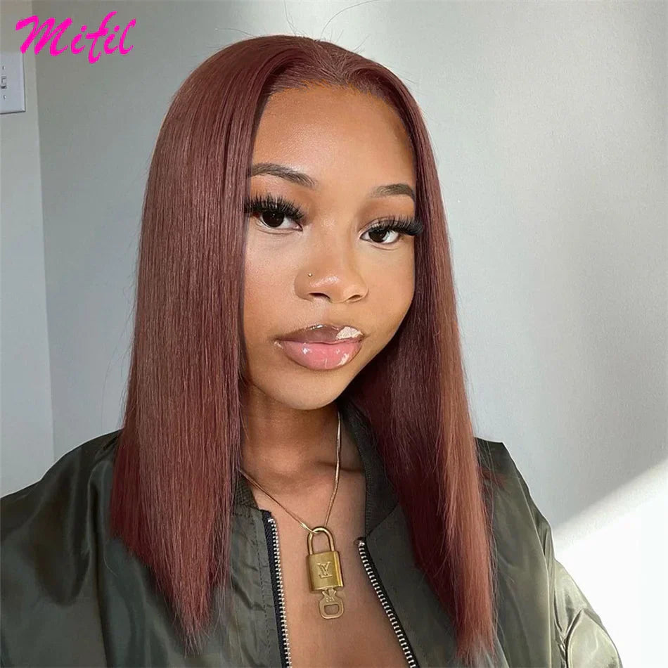Highlight Short Bob Wig Bone Straight Chocolate Brown