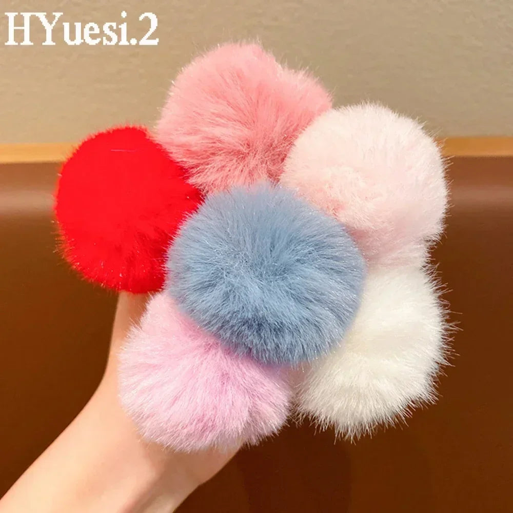 Cute Fur Ball Plush Hair Rope High Elastic