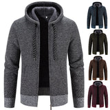 Male Knitted Casual Jackets with Hood Men's Sweater