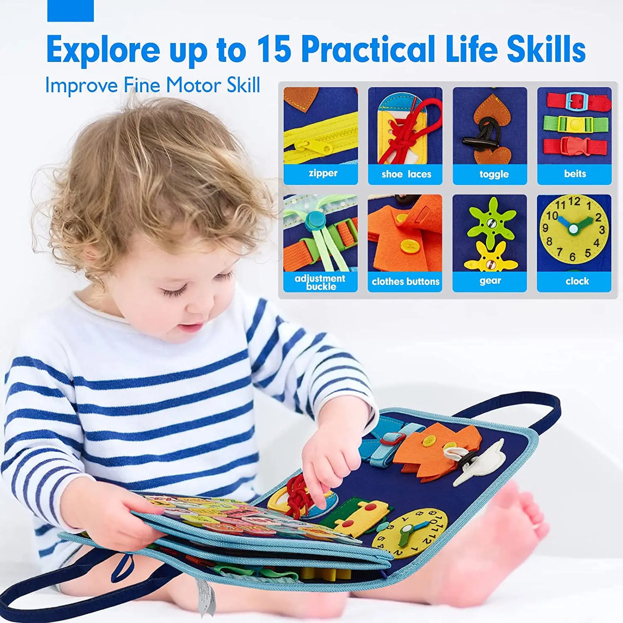 Toddlers Travel Busy Board for Boys Girls Montessori