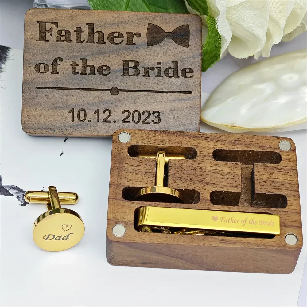 2023 Custom Bestman Cufflinks And Tie Clip Sets