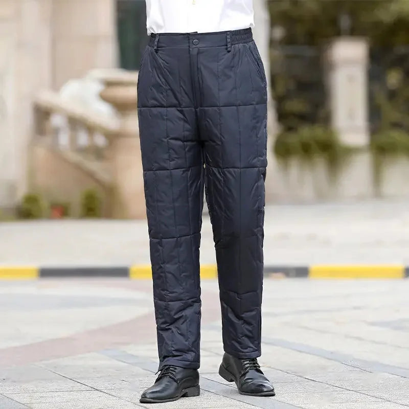 Warm Winter Trousers Down Pants Thickened High Waist