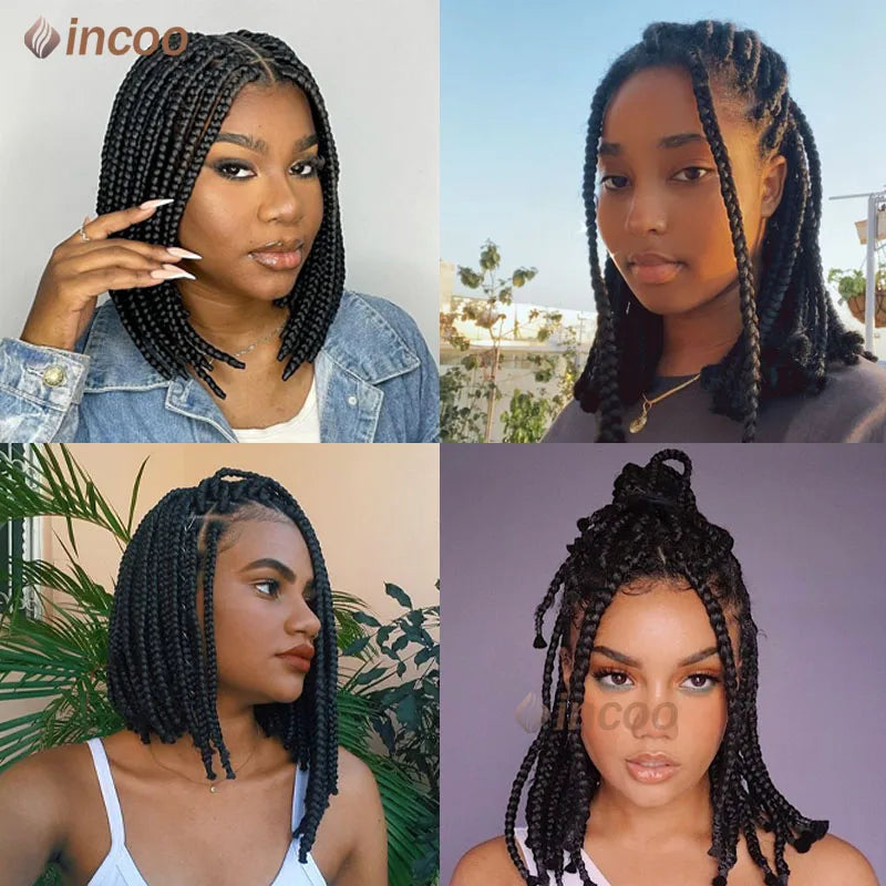 10" Short Braided Wigs Lace Front Wig Box