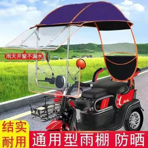 Electric vehicle canopy tricycle fully enclosed windshield rain