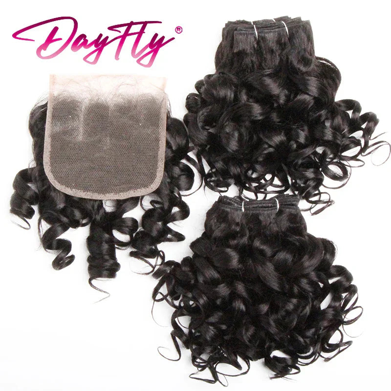 6+1/Lot Brazilian Hair Weaving With Closure Ombre Bouncy