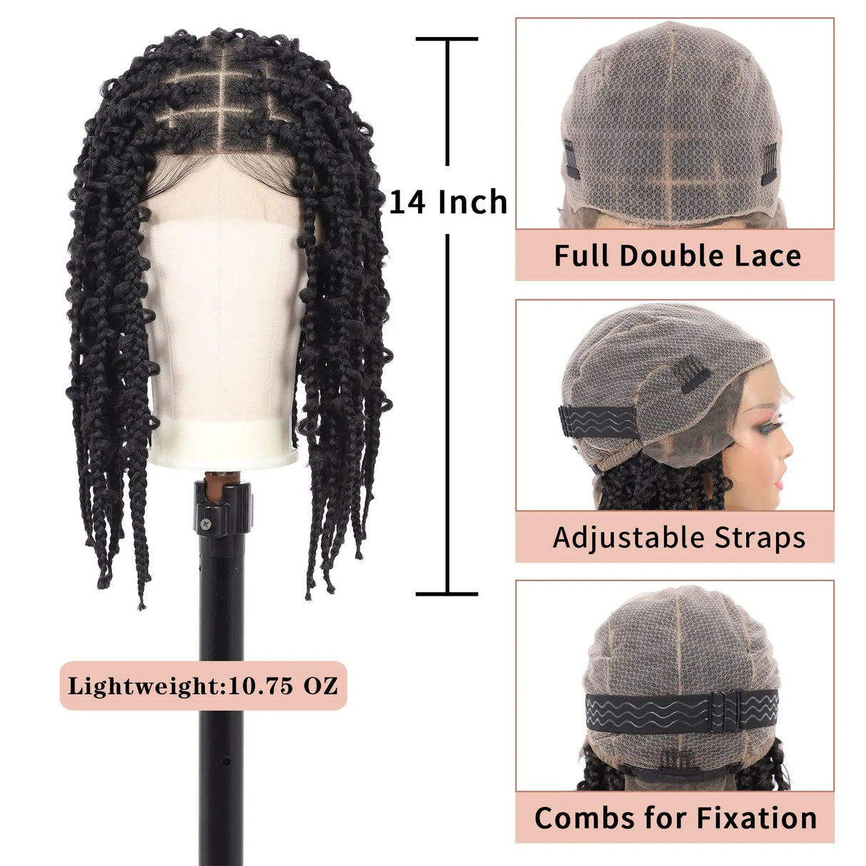 Kalyss- 14" Short Knotless Box Braided Wigs for