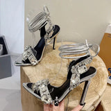 Liyke Sexy Ankle Strap Golded Sandals Women Party