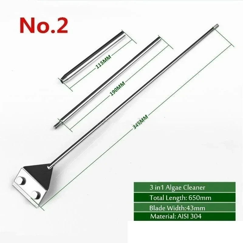 Lengthened Stainless Steel Algae Scraper Aquarium Fish Tank