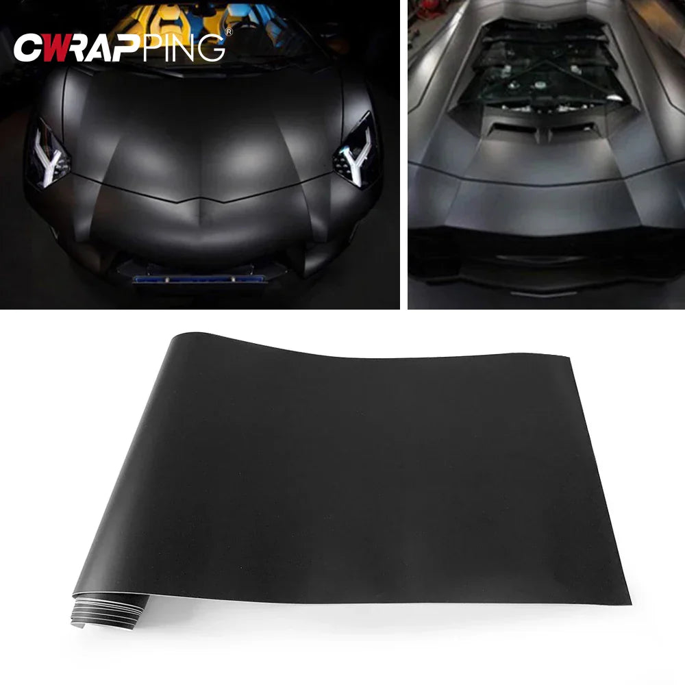 Car Matte Black Vinyl Wrap Film Waterproof Scratch Resistant Stickers for Auto Motorcycle Body DIY Modification Decals Stickers