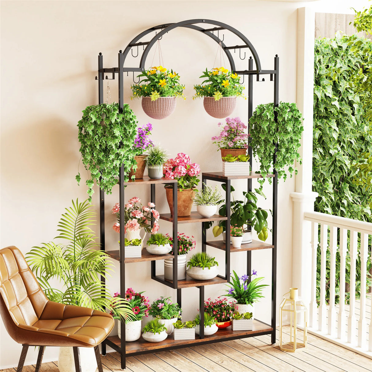 5-Tier Tall Indoor Plant Stand, 74.8'' Arched Metal