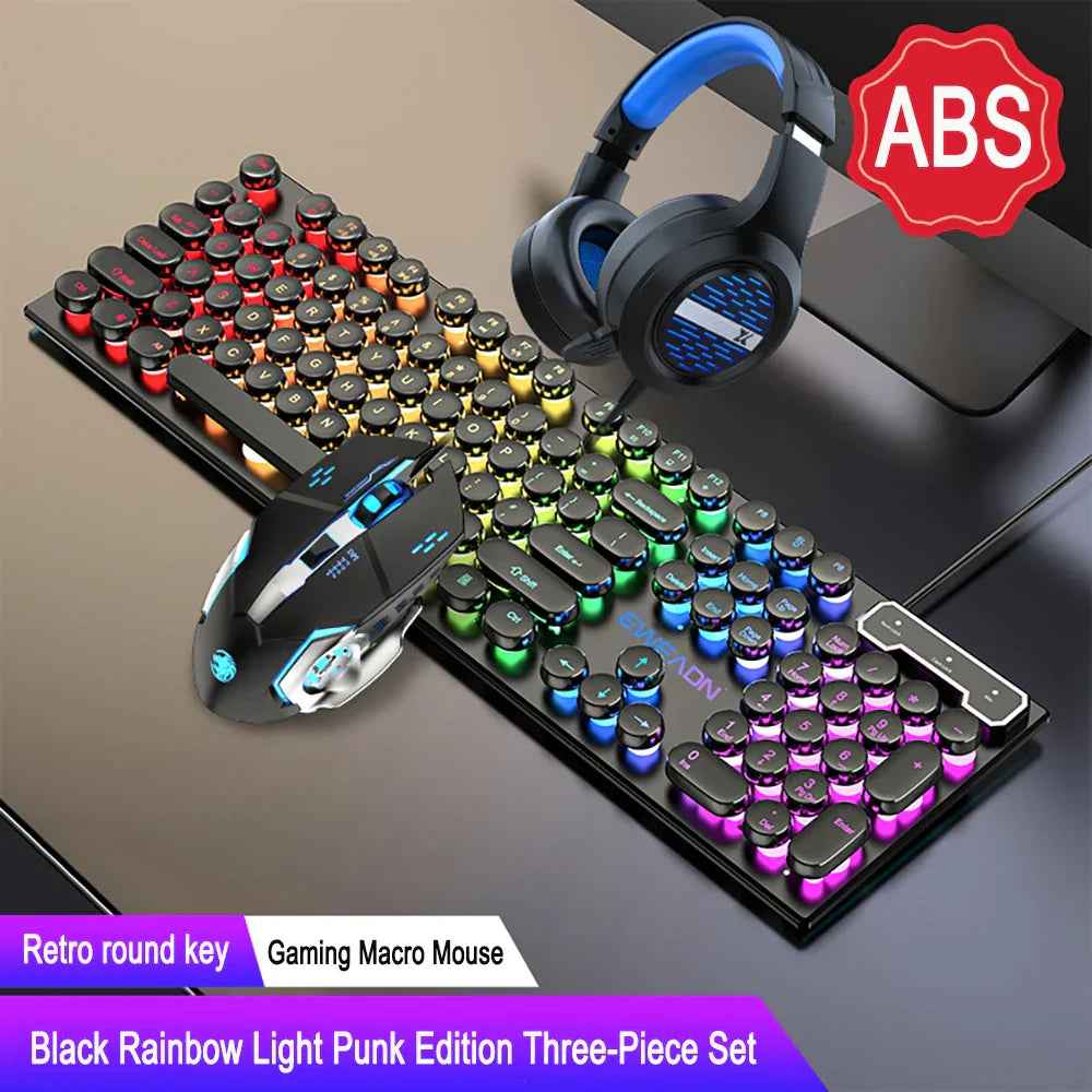 Three-piece Set Punk Gaming Keyboard and Mouse Earphone