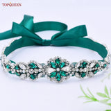 TOPQUEEN Multiple Styles Green Belt With Diamonds Bridal