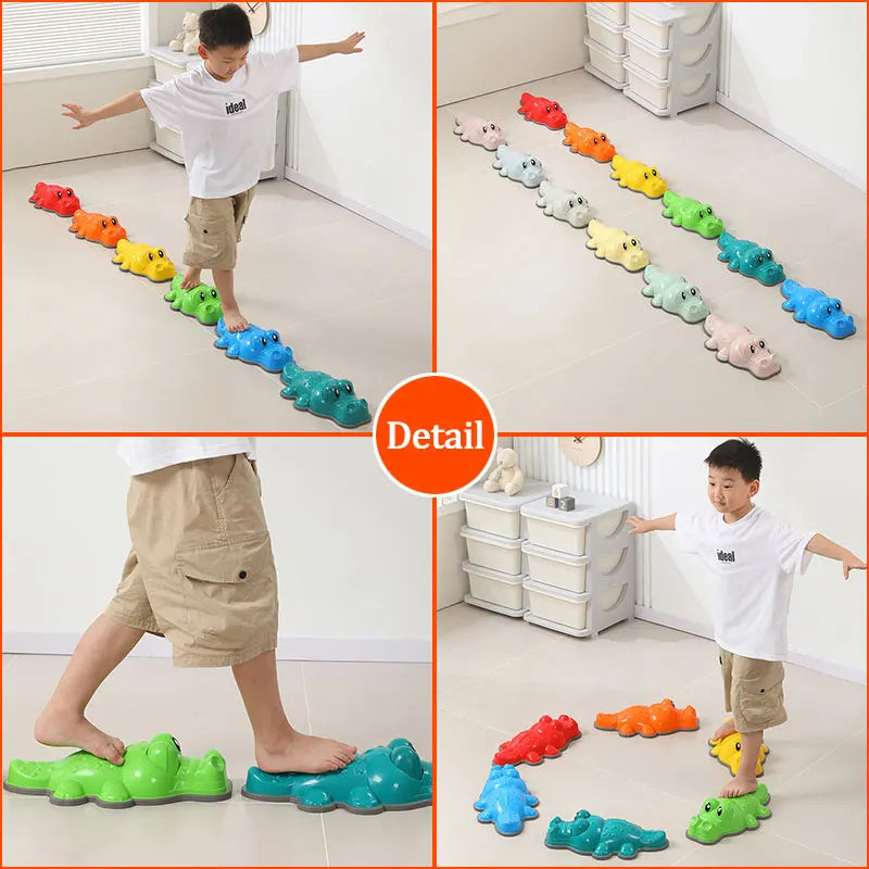 Children Crocodile Balance Stone Montessori Toys Sensory Integration