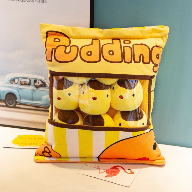 Cartoon a bag of snacks doll throw pillow