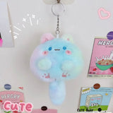 Squeak Long Tailed Cat Plush Keychain Cartoon Cute