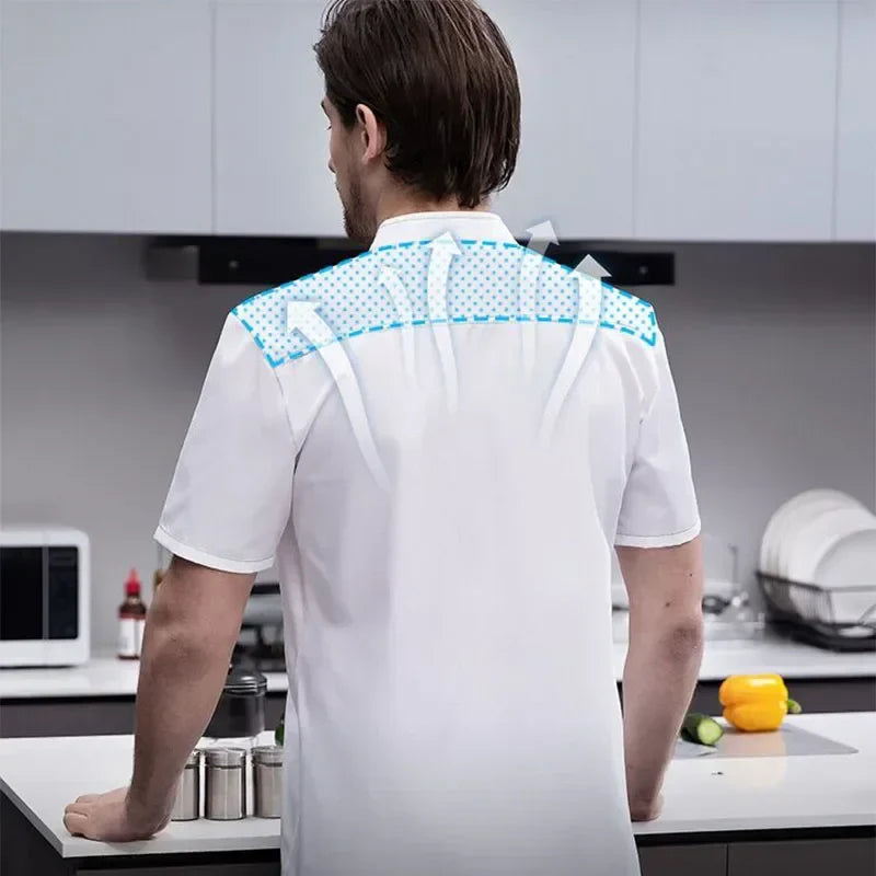 Mens Chef Jacket Short Sleeve Kitchen Clothes White