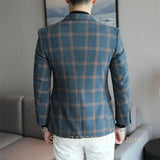 Top Quality Business Slim Fit Mens Plaid Blazer