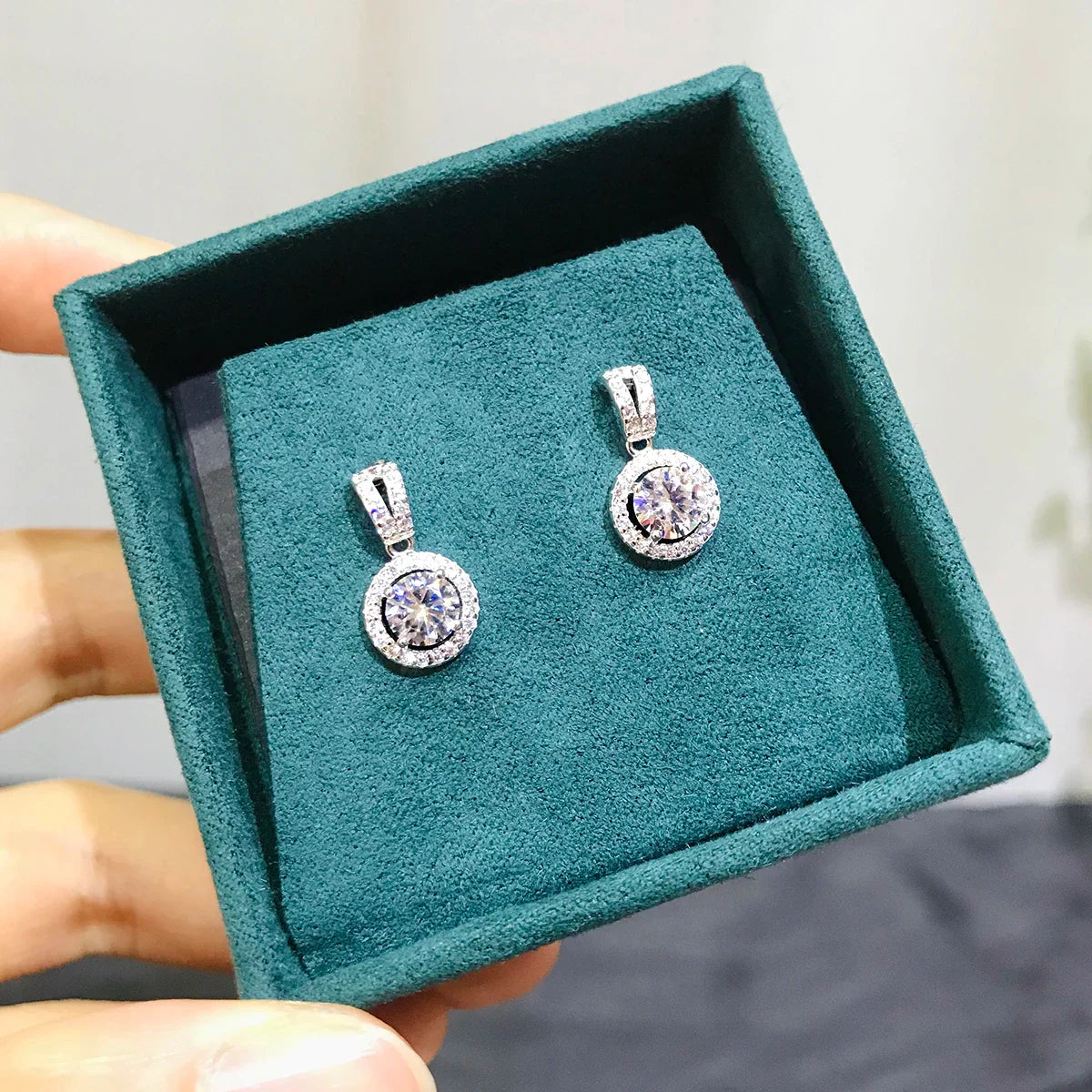 Moissanite Drop Earrings 925 Silver Women Luxury Real