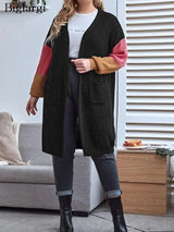 Plus Size Autumn Winter Midi Knitted Cardigan Women