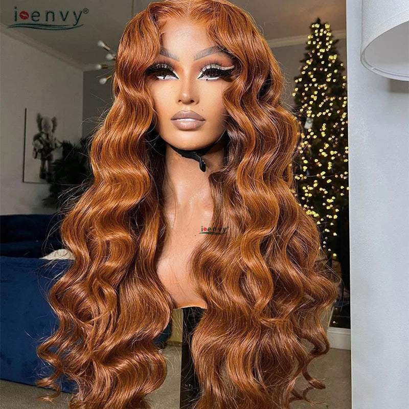 34'' Ginger Blonde Lace Front Wigs Pre Pluck