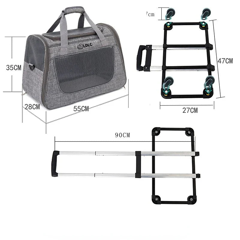 Outing Portable Breathable Puppy Carrier Pull Rod Box