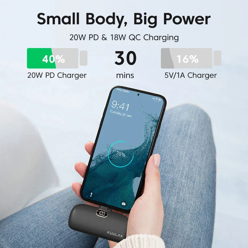 KUULAA Mini Power Bank 5000mAh PowerBank QC PD