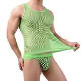 Mens Tank Tops Transparent Big Mesh Sleeveless Singlet