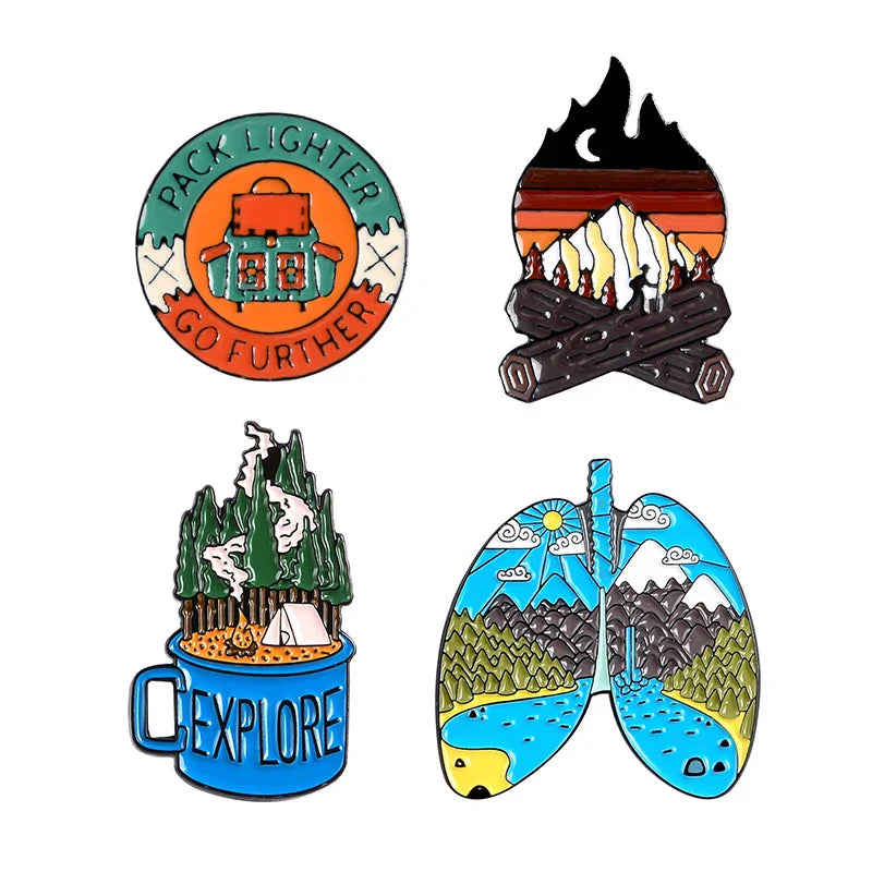 Outdoor Natural Scenery 3-6pcs/set Enamel Pins Custom Cosmic Mountains Travel Brooches Lapel Badges Jewelry Gift for Friends